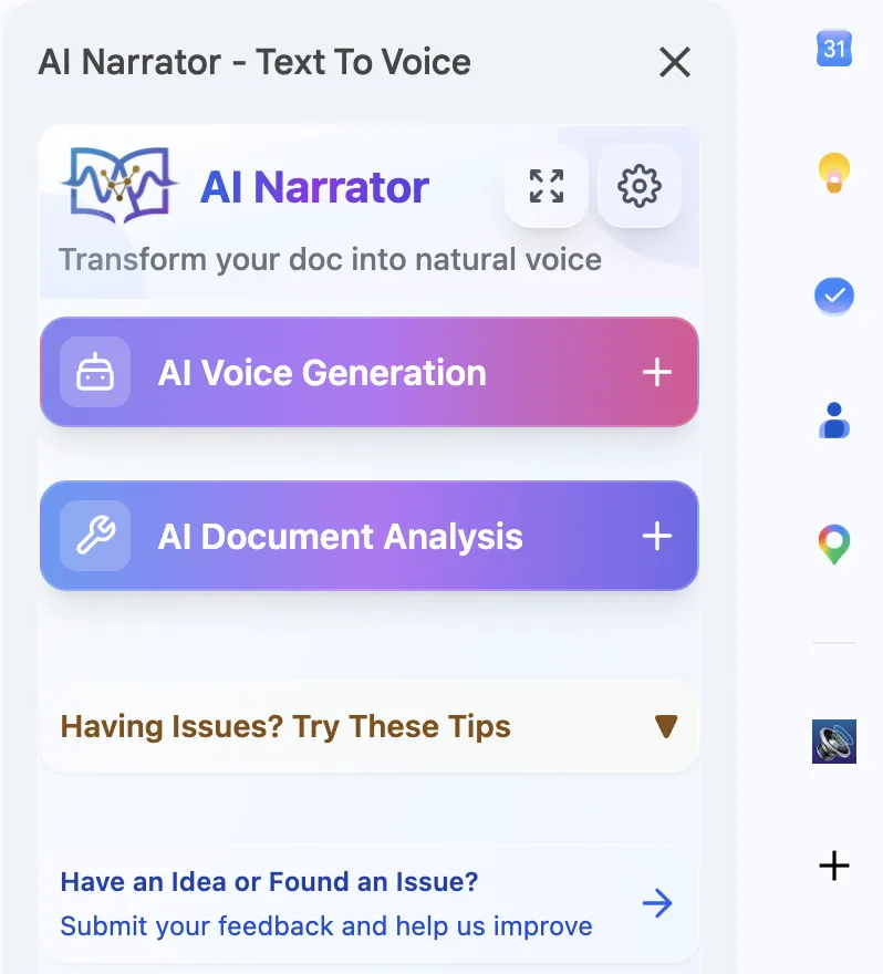 AI Narrator Sidebar